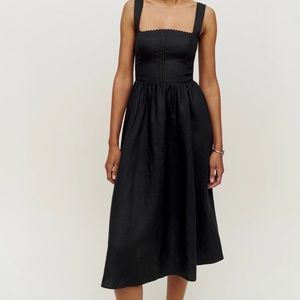 Reformation Tagliatelle Linen Dress - Black